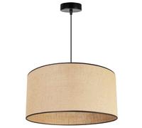 Light-Home Juta Abat Jour Suspension Luminaire Lustre - Moderne Abat Jour Plafond - Métal et Tissu - E27-1-Lumières 45 cm - Noir Base et Jute et Noir Biais