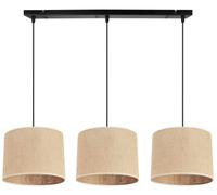 Light-Home Juta Abat Jour Suspension Luminaire Lustre - Moderne Abat Jour Plafond - Métal et Tissu - E27-3-Lumières 20 cm - Noir Base et Jute