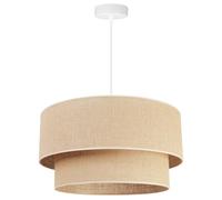 Light-Home Juta Abat Jour Suspension Luminaire Lustre - Moderne Abat Jour Plafond - Métal et Tissu - E27 - Gâteau 1-Lumières 45 cm - Blanc Base et Jute