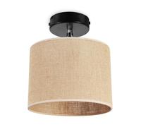Light-Home Juta Suspension Luminaire Lustre Industriel - 1-Lumières 20 cm - Noir Base et Jute