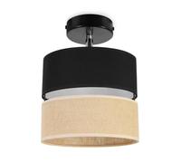 Light-Home Juta Suspension Luminaire Lustre Industriel - 1 Lumières 20 cm - Noir Base et Jute et Noir