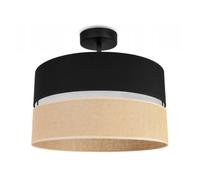 Light-Home Juta Suspension Luminaire Lustre Industriel - 1-Lumières 40 cm - Noir Base et Jute et Noir
