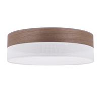 Light Home Plafonnier Ronde - Luminaires Intérieur avec Plexiglas et Eléments en Bois - Lampe Plafond Salon Chambre - Noyer/Blanc - ⌀ 50 cm