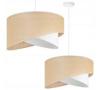 Light-Home Plafonnier suspendu en toile de jute - Lustre de plafond moderne pour chambre salon et cuisine style scandinave - E27 avec 1 point de lumière - Abat-jour en toile de jute blanc