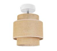 Light-Home Suspension Luminaire Lustre Industriel Boho - À 1 Lumières - Blanc Base et Jute