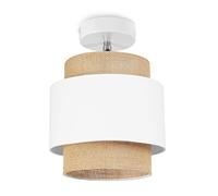 Light-Home Suspension Luminaire Lustre Industriel Boho - Moderne Lustre pour Chambre Salon et Cuisine - À 1 Lumières - Blanc et Jute
