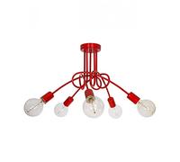 Light-Home Suspension Luminaire Lustre Industriel Edison 5 - Moderne Lustre pour Chambre Salon et Cuisine - en Metal - Rouge