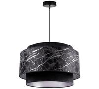 Light-Home Werona Duo Suspension Luminaire Lustre - Moderne Plafond pour Chambre Salon et Cuisine - Métal avec Abat-Jour en Velours - E27 - À 1 Lumières - Noir et Argent