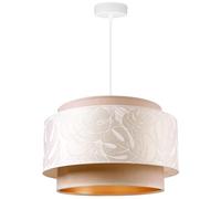 Light-Home Werona Duo Suspension Luminaire Lustre - Moderne Plafond pour Chambre Salon et Cuisine - Métal avec Abat-Jour en Velours - E27 - À 1 Lumières - Beige