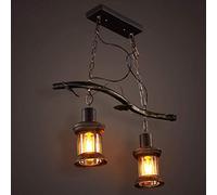 Light Lamp 2 Loft Lampe à kérosène Hurricane Lantern Lustre American Country Rétro Lampe à kérosène Rétro Classique Rétro Lampe à Huile Lampe Ouragan Rouille Lampe Suspendue Lanterne Lustre en Métal