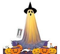 Light Up Ghost Halloween Decorations, Spooky Ghost with Remote Control String Lights, 64.96x11.81 inches Eerie Home Accents Ideal for Festival, Holiday, Lawn, Party, Gardens, Porches, Escape Room