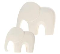 LIGHTAOTAO 2 Pièces Statuette Éléphant en Bois, Décoration Animale Éléphant en Bois de Bureau, Blanc, Petit Format, Film Pressé, sans Bavures, Style Nordique Moderne, pour Bureau et Salle