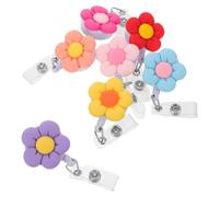 LIGHTAOTAO 7 Pièces Porte-badge Rétractable à Motif Floral en Résine Clip Lisse pour Infirmière et Élève, Design Élégant pour Bureau et Milieu Professionnel