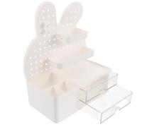 LIGHTAOTAO Boîte de Rangement de Bureau Lapin Mignon avec Tiroirs Organisateur à Panneau Perforé Plastique Porte-Stylo Bureau Étagère Rangement Polyvalent pour École