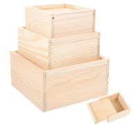 LIGHTAOTAO Boîtes en Bois à Couvercle Coulissant Décoration Maison Minimaliste Lot de 3 Grosse Capacité, Surface Lisse et Plate et Rangement Bijoux