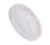 LIGHTAOTAO Plateau Décoratif Rond en Bois Rustique Blanc 30cm avec Finition Lisse pour Salon et Organisation de Bougies Style Vintage