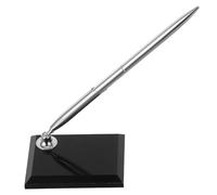 LIGHTAOTAO Stylo Signature de Table en Métal Argenté avec Base Rectangulaire en Acrylique, Écriture Fluide et Nettoyage Facile, pour Comptoir Accueil et Événements de Signature