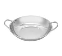 LIGHTAOTAO Wok Argenté Fond Plat Double Poignées, en Acier Inoxydable | Creuset Wok, Wok Ménager pour Cuisson Quotidienne, Stable et Anti-brûlure, Usage Extérieur