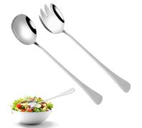 LightBeacon 2 Pièces Couvert à Salade, 28cm Serveur Salade Set, Ensemble de Service à Salade en Acier Inoxydable, Cuillère à Salade, Fourchette à Salade, pour Cuisine, Salle à Manger