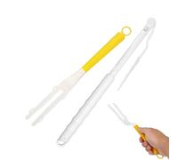 LightBeacon 2 Pièces Remplacements de Poignées en Plastique, avec 1 Poignée, 1 Perche Télescopique, Manche de Plumeau à Longueur Réglable, Blanc et Jaune, pour la Maison Nettoyage