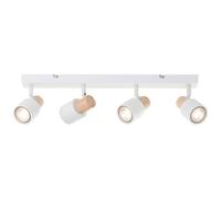 Lightbox Barre de spots avec têtes pivotantes & base en frêne blanc américain | 60 x 58 x 145 cm | Plafonnier comme lampe de couloir | GU10 | en métal/bois | en blanc/marron clair
