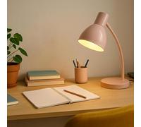 Lightbox Lampe de bureau, convient pour ampoules E14, max. 20 W, hauteur 43 cm, métal, rose, design scandinave moderne, idéale pour table de nuit, chambre d'enfant, bureau à domicile