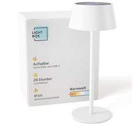 Lightbox LED lampe de table d'extérieur | Ø 13 cm | lampe d'extérieur sans fil avec solaire | variateur tactile à 3 niveaux | lampe de table alimentée par batterie (4 W, 300 lm, 3000 K) en métal /