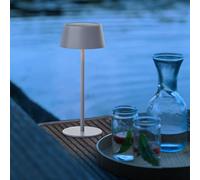 Lightbox LED lampe de table d'extérieur | Ø 13 cm | lampe d'extérieur sans fil avec solaire | variateur tactile à 3 niveaux | lampe de table alimentée par batterie (4 W, 300 lm, 3000 K) en métal /