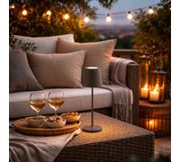 Lightbox LED lampe de table pour intérieur & extérieur | 37 cm / 23 cm de | Lampe de table LED portable, 37 cm, 310 lm, variateur tactile, USB, brun