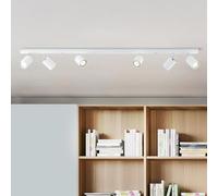 Lightbox LED plafonnier | 6 flammes | 9 x 119 x 15 cm | Spot de plafond avec spots orientables | Lampe pour le salon, la cuisine ou la chambre (intérieur) | 6 x douille GU10 | en métal blanc