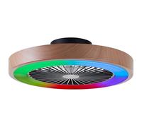 Lightbox LED plafonnier avec ventilateur & cadre aspect bois & RGB Front | Plafonnier LED, ventilateur, télécommande, aspect bois, CCT, RGB,4700lm