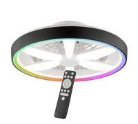 Lightbox LED plafonnier avec ventilateur silencieux & RGB-Frame Light | Ø 48 | plafonnier noir | lampe de jeu à intensité variable | par télécommande | 48 W | 2700-6500 K | 6400 lm | en