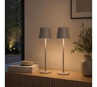 Lightbox Lot de 2 lampes de table LED pour l'intérieur & l'extérieur | 37 cm / 23 cm de hauteur, Ø 10 cm | lampes de table grises mates pour l'extérieur avec variateur tactile | mobile/sans fil /