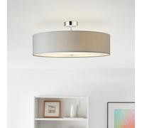 Lightbox plafonnier au design simple avec abat-jour en tissu | Ø 60 cm | plafonnier moderne | 3x E27 douille | en métal/textile en gris clair/chrome