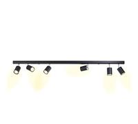Lightbox plafonnier LED 6 flammes | spot de plafond avec spots orientables | lampe pour le salon, la cuisine ou la chambre (intérieur) | 6 x douille GU10 | en métal noir