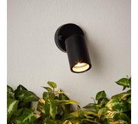 Lightbox Spot mural extérieur avec couvercle en verre - 14 x 9 cm - spot mural noir d'extérieur avec tête pivotante - protégé contre les éclaboussures (IP44) - pour le balcon ou la terrasse - en