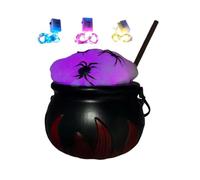 Lighted Cauldron, Halloween Table Decor, Candy Container with Bubble Effect | Seasonal Ornament, Witch Theme with Creative Design, Room Accessory for Kitchen Party