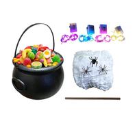Lighted Cauldron, Halloween Table Decor, Candy Container with Bubble Effect | Seasonal Ornament, Witch Theme with Creative Design, Room Accessory for Kitchen Party