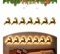 Lighted Wooden Renne Décoration Murale LED, Panneau Silhouette | Éclairage LED Chaud et Doux : anneau intégré pour une lueur réconfortante et une ambiance Noël immersive.