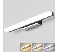 Lightess 40CM Applique Salle De Bain Avec Interrupteur LED 6W Lampes Pour Miroir De Salle De Bain Étanche Ip44 En Acier Inoxydable Décoration WC Toilette Maquillage 6000K Froid Blanc