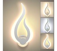Lightess Applique Murale Intérieur LED 3 Température de Couleur 10W Éclairage Tricolore Lampe Murale Moderne Acrylique Veilleuse pour Chambre à Coucher Enfant Bureau Couloir Salon(Blanc) (Gauche)