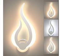 Lightess Applique Murale Intérieure LED 3 Température de Couleur 10W Éclairage Tricolore Lampe Murale Chambre Moderne Acrylique Veilleuse pour à Coucher Enfant Bureau Couloir Salon(Blanc) (Droit)