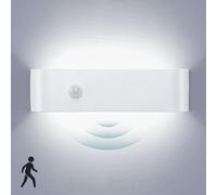Lightess Applique Murale Intérieure LED Detecteur De Mouvement16W Blanc Froid 6000K Lampe Murale Sans Fil Aluminium Luminaire Mural Moderne Chambre Salon Cuisine Couloir Escalier Hôtel Hall Entrée