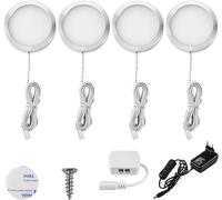 Lightess Lampe de Placard led 4er Éclairage Sous Meuble Lumière Armoire Vitrine Spot Encastrable pour Cabinet Penderie Cuisine Entrée Couloir Toilette Blanc Chaud