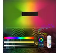 Lightess Smart RGB Applique Murale Intérieure LED Dimmable Multicolore Télécommande Lampe Murale Chambre Luminaire App Contrôle 213 Modes 16 Millions De Couleurs Synchronisation Musique Noire