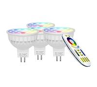 Lighteu, 4 x Ampoule LED Multicolore RVB/RGB plus blanc chaud, WiFi, 4W/GU5.3, Milight original®, intensité variable, possible de contrôler par Télécommande sans fil 2.4GHz RF, Android ou iPhone (4 x 4W/GU5.3 + Télécommande