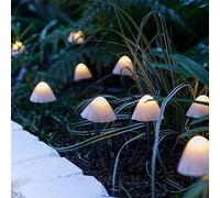 Lights4fun 12 LED Guirlande Lumineuse Torche de Sol Solaire Champignons Lampes Décoration pour l'Extérieur Lampes Blanc Chaud Résistant aux Intempéries pour le Jardin et Balcon