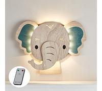 Lights4fun Applique Murale pour Enfant Eléphant avec 34 LED Blanc Chaud à Piles pour Intérieur