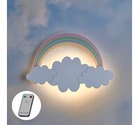 Lights4fun Applique Murale pour Enfant Nuage et Arc-en-Ciel avec 18 LED Blanc Chaud à Piles pour Intérieur