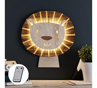 Lights4fun Applique Tête de Lion Lumineux Telecommandée avec 36 LED Blanc Chaud à Piles pour Intérieur